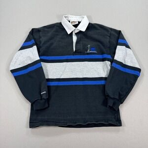 Vintage Barbarian Rugby Shirt‎ Men's Small Black Blue Stripe Long Sleeve Canada
